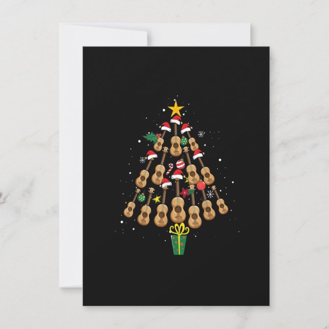 Invitación Navidades Guitar Tree Santa Hat Graciosos Regalos  (Anverso)