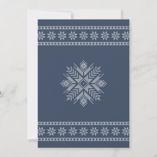Invitación Navidades hacen copos de nieve en azul