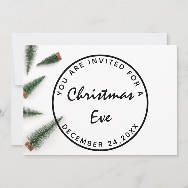 Invitación Navidades hasta la cena de vacaciones Verde blanco (Anverso)