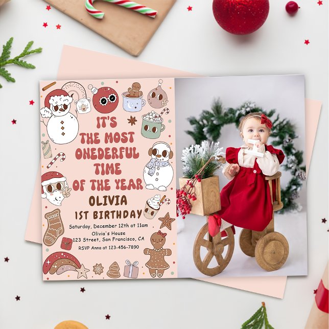 Invitación Navidades hippie: maravillosa foto de primer cumpl (Subido por el creador)