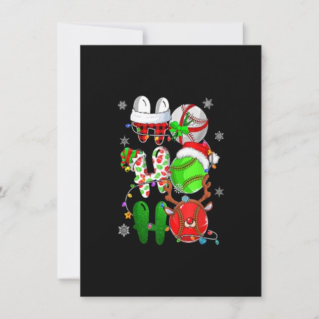 Invitación Navidades Ho Ho Ho Ho Béisbol Amante de Santa Rein (Anverso)