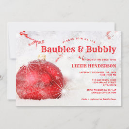 Invitación Navidades Holiday Baubles Bubbly Bridal Shower