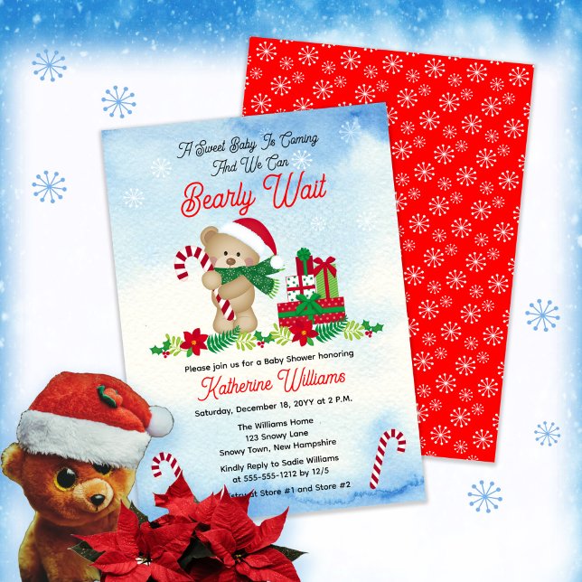 Invitación Navidades Holiday Boy Bear Bearly Wait Baby Shower (Subido por el creador)