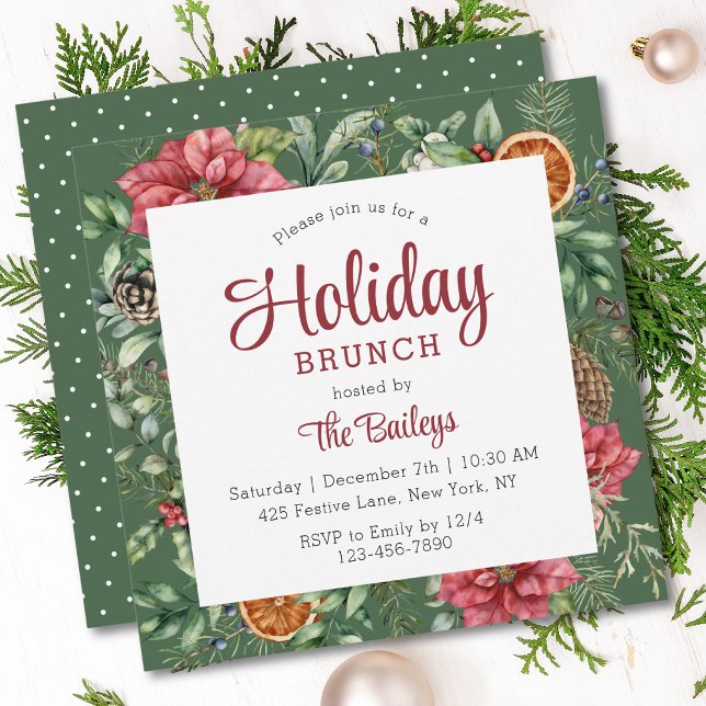 Invitación Navidades Holiday Brunch Festive Floral (Subido por el creador)