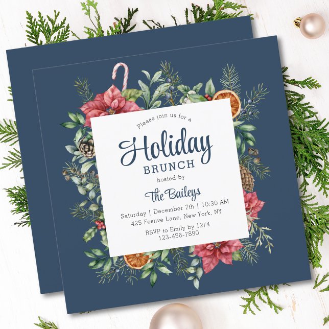Invitación Navidades Holiday Brunch Festive Floral (Subido por el creador)