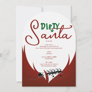 Invitación Navidades Holiday Dirty Santa Red Gift Exchange
