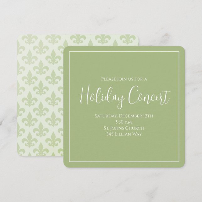 Invitación Navidades Holiday Elegant Fleur de Lis (Anverso / Reverso)