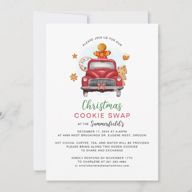 Invitación Navidades Holiday Gingerbread Cookie Swap (Anverso)