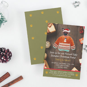 Invitación Navidades Holiday Griffon Dog Fiesta suéter feo
