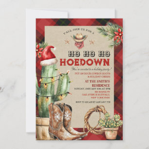 Invitación Navidades Holiday Hoedown Cowboy Occidental
