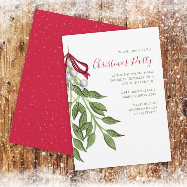 Invitación Navidades Holiday Mistletoe Vegetación Botánica (Subido por el creador)