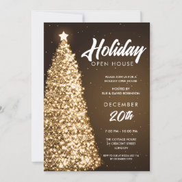 Invitación Navidades Holiday Open House Fiesta Gold