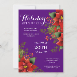 Invitación Navidades Holiday Open House Poinsettia Purple