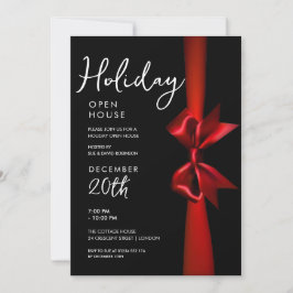 Invitación Navidades Holiday Open House Red Ribbon Black