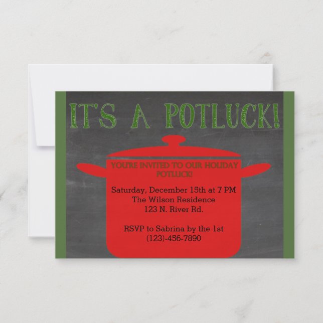 Invitación Navidades Holiday Potluck (Anverso)
