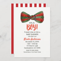 Navidades Holiday Red & Green Bow Tie Baby Shower