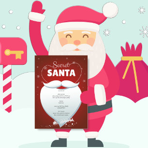 Invitación Navidades Holiday Secret Santa Red Gift Exchange