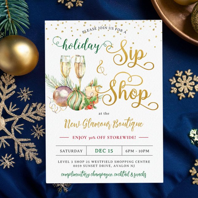 Invitación Navidades Holiday Sip y Tienda de Champagne Venta (Subido por el creador)