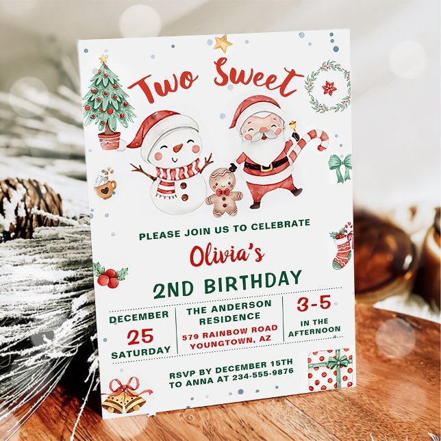 Invitación Navidades Holiday Snowman Dos dulces cumpleaños (Subido por el creador)