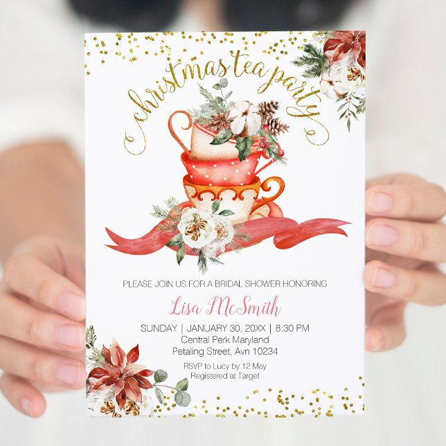 Invitación Navidades Holiday Tea Fiesta Bridal Shower (Subido por el creador)