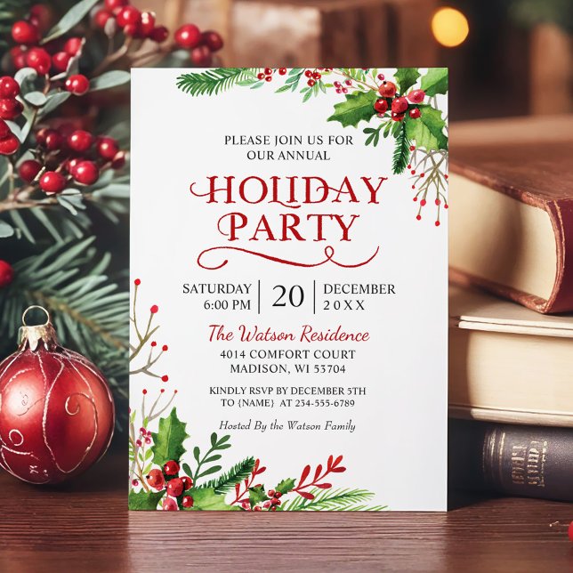 Invitación Navidades Holly Berries Fiesta de feriado de Moda  (Subido por el creador)