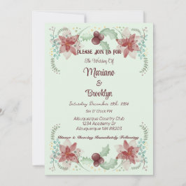 Invitación Navidades Holly Berry Botany Greenery Evergreen