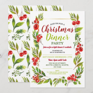Invitación Navidades Holly Fiesta festivo se va