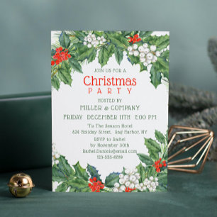 Invitación Navidades Holly Floral Navidades corporativos Fies