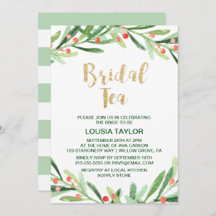Invitación Navidades Holly Wreath Bridal Tea