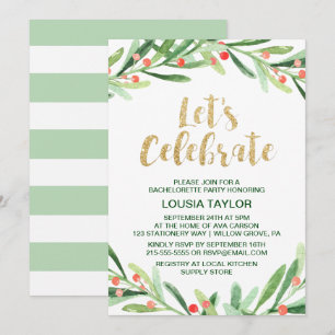 Invitación Navidades Holly Wreath celebremos