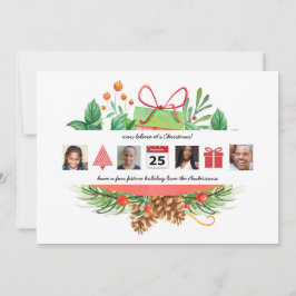 Invitación Navidades ICONS Collage de fotos Moderna Wreath