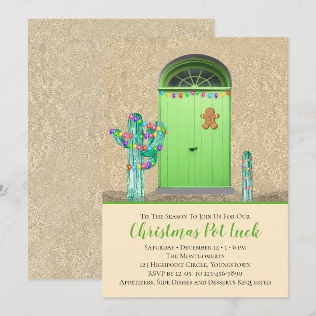 Invitación Navidades iluminan fiesta de feriado de Cactus en  (Anverso / Reverso)