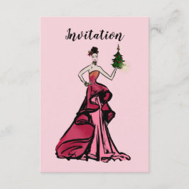 Invitación Navidades Ilustracion de moda con árbol