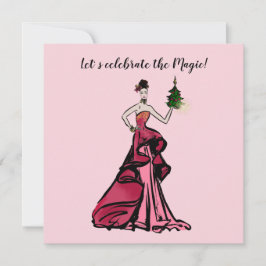 Invitación Navidades Ilustracion de moda con árbol