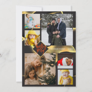 Invitación Navidades Inky Resumen Foto de Black Holly Jolly