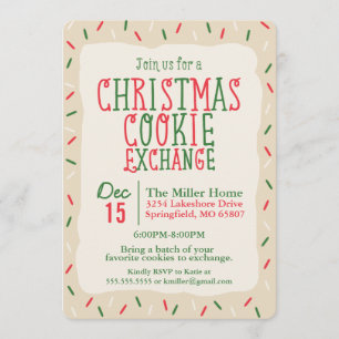 Invitación Navidades intercambian galletas con rociadores
