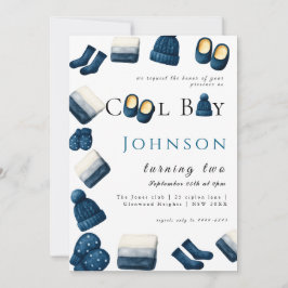 Invitación navidades invierno cálido muchacho que cumple dos