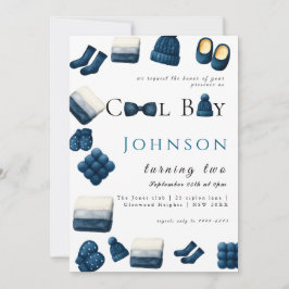 Invitación navidades invierno cálido muchacho que cumple dos