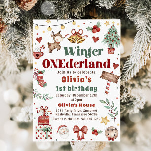 Invitación Navidades Invierno de Onederland Primer cumpleaños