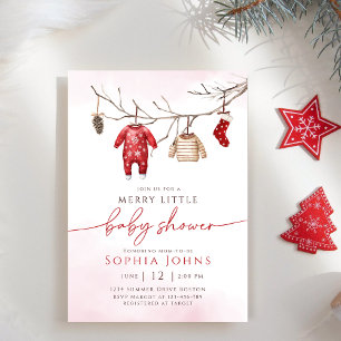 Invitación Navidades Invierno Feliz Pequeño Baby Shower