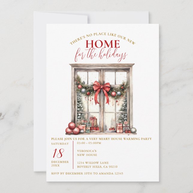 Invitación Navidades Invierno Fiesta calentador de hogar nuev (Anverso)