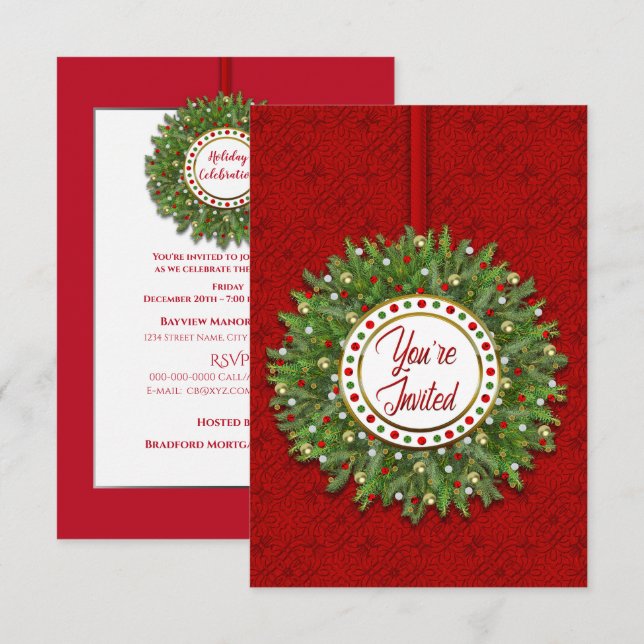 Invitación Navidades, invitación, Navidades escriben sobre ro (Anverso / Reverso)