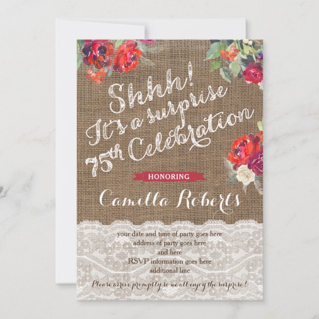 Invitación Navidades invitan a cumplir 75 años a una mujer so (Anverso)