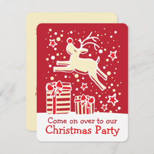 Invitación Navidades invitan a los renos a crema roja