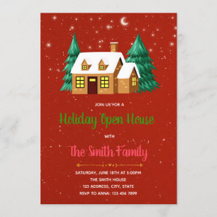 Invitación Navidades invitan a una fiesta en casa abierta