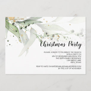 Invitación Navidades invitan al eucalipto moderno