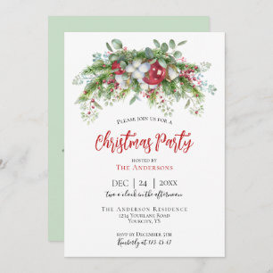 Invitación Navidades invitan al partido garland verde rojo