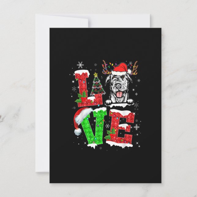 Invitación Navidades irlandeses de árbol de perro lobo ilumin (Anverso)