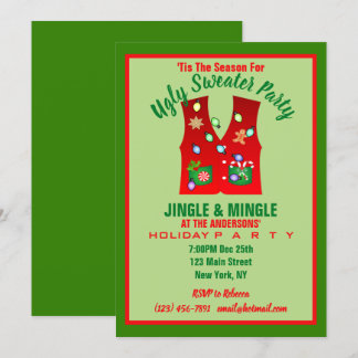 Invitación Navidades irregulares alumbran a Fiesta suéter feo