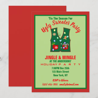 Invitación Navidades irregulares alumbran a Fiesta suéter feo